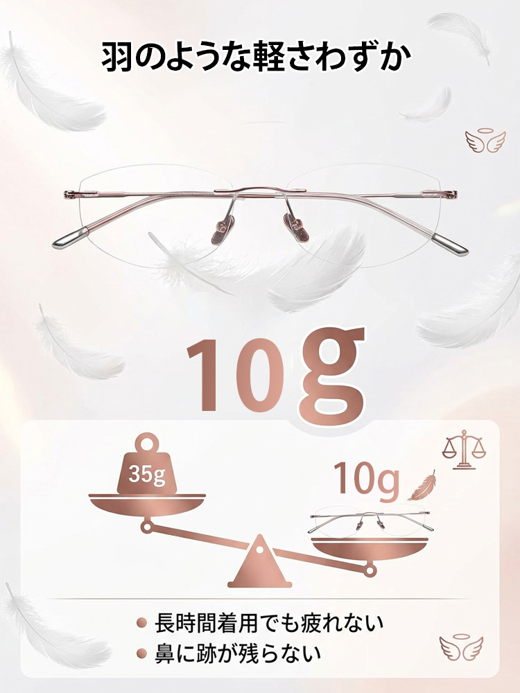 高精細ブルーライトカットフレームレス老眼鏡