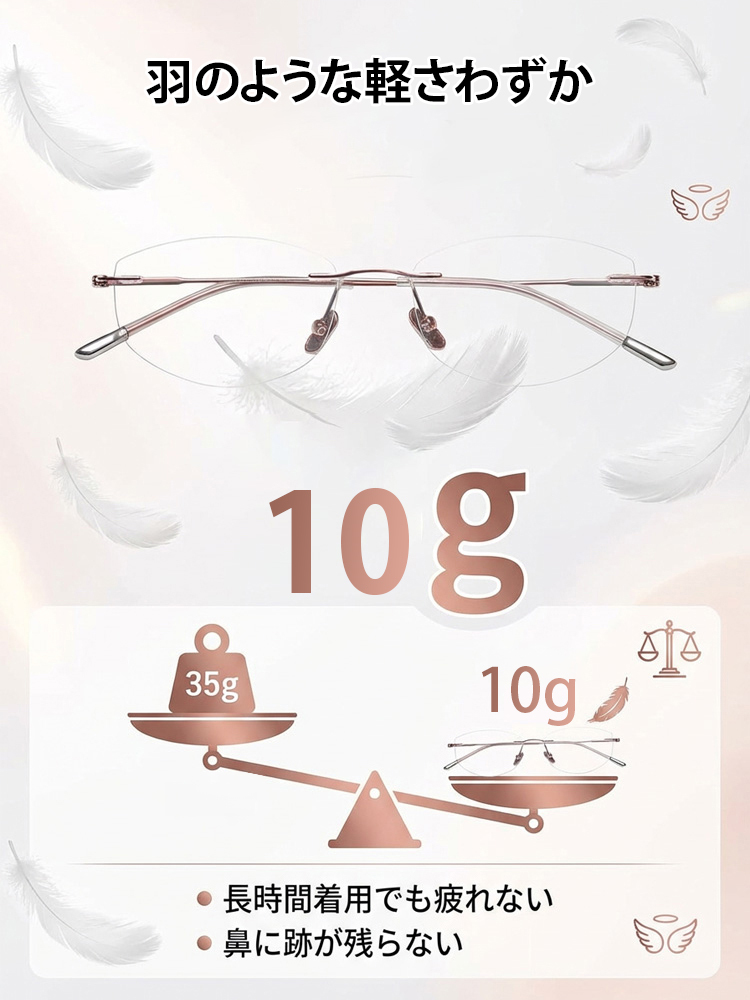 高精細ブルーライトカットフレームレス老眼鏡