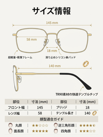 超軽量ブルーライトカット老眼鏡