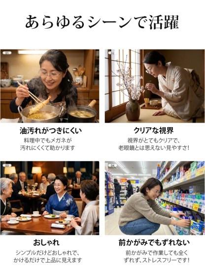 ブルーライトカット＆調光レンズ老眼鏡