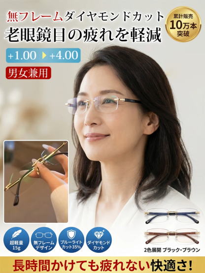 フレームなし老眼鏡