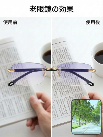 ダイヤモンドカット・ブルーライトカット老眼鏡