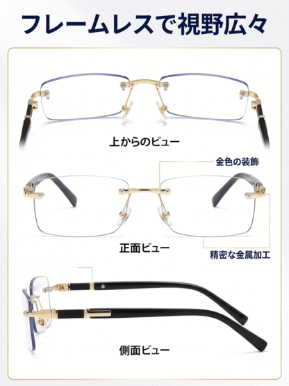調光フレームレス老眼鏡