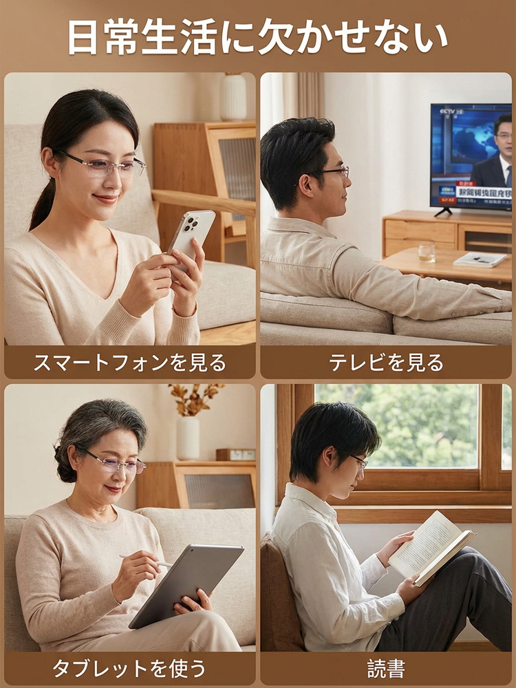 ダイヤモンドカット・ブルーライトカット老眼鏡