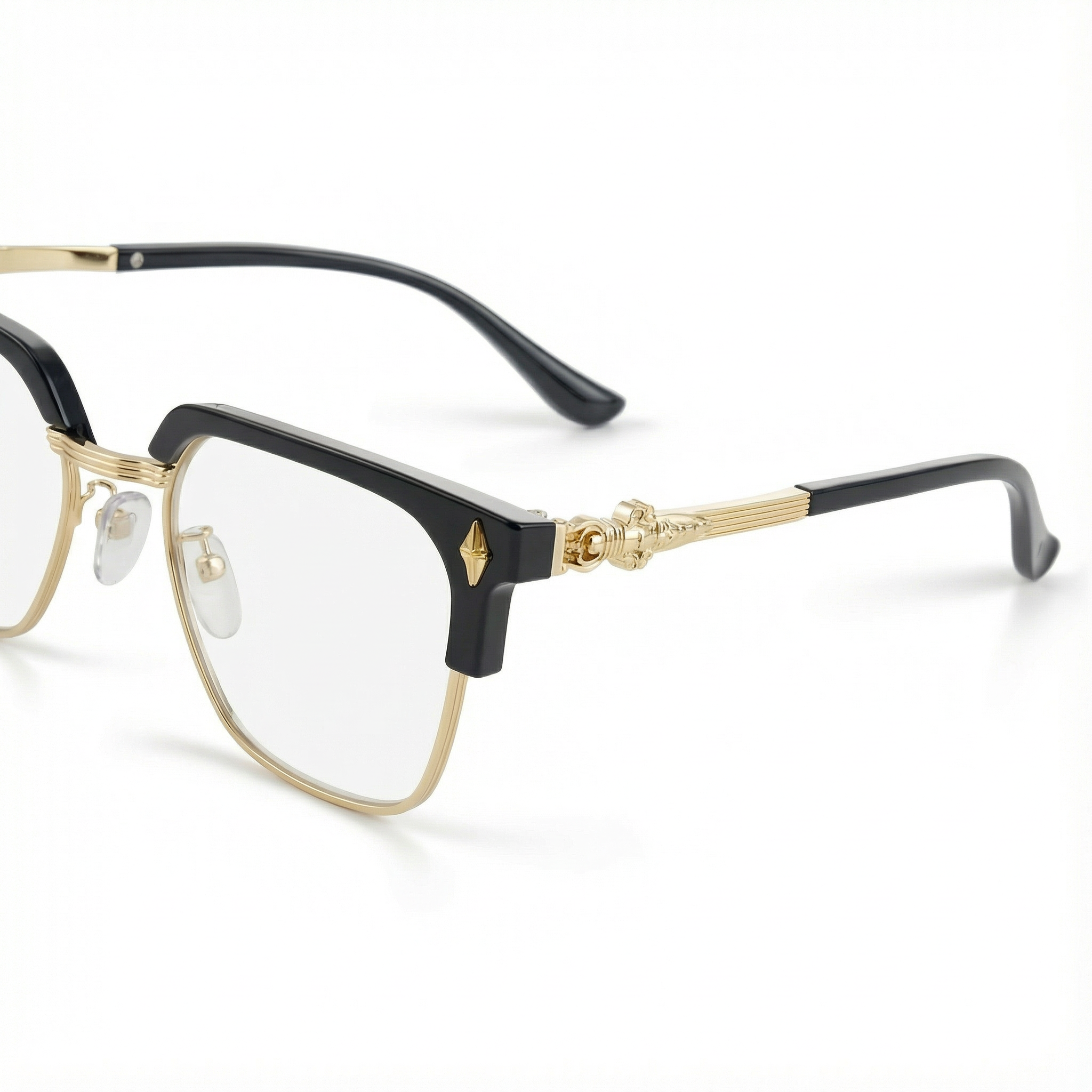 แว่นขยายป้องกันแสงสีฟ้า กรอบทองลายฉลุ