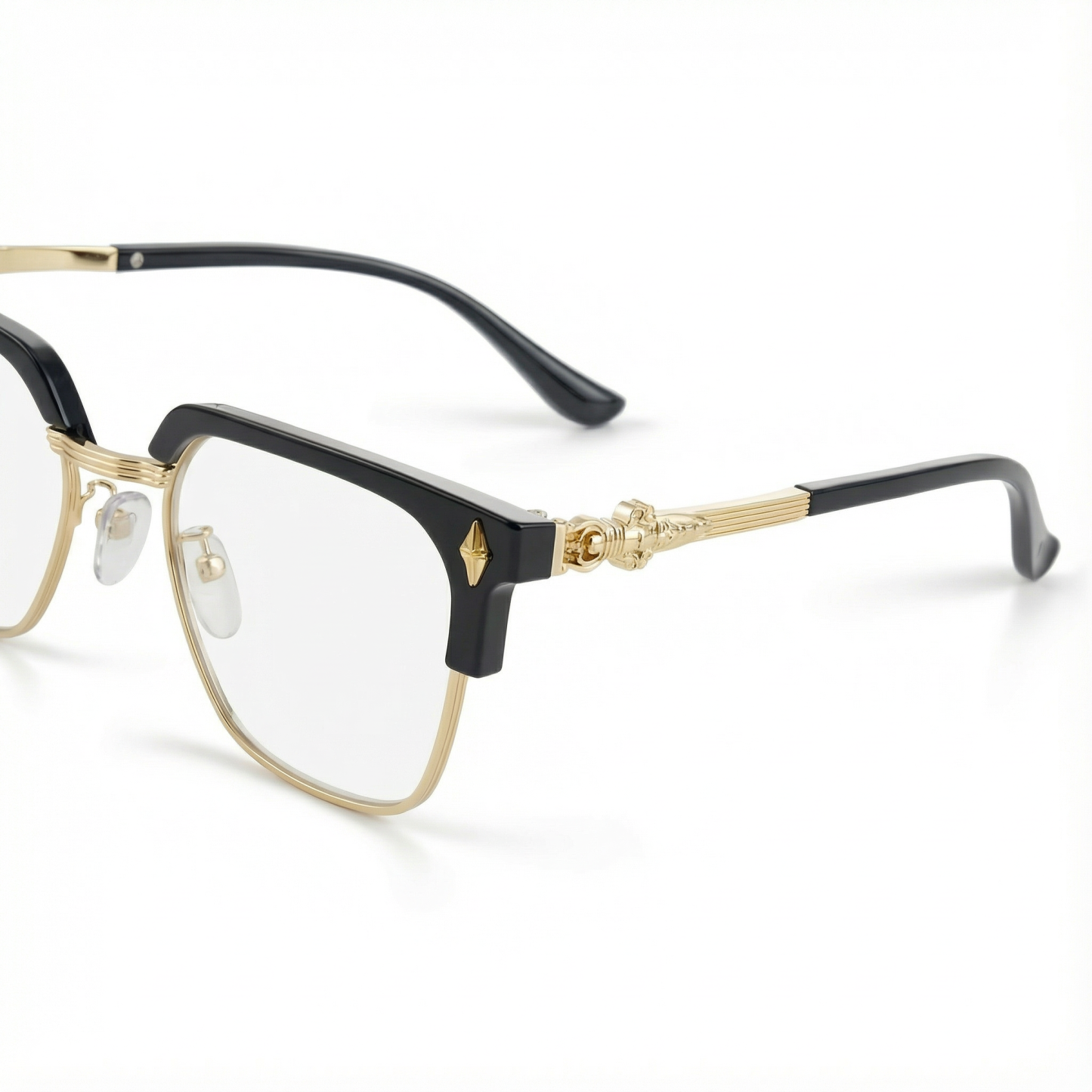 แว่นขยายป้องกันแสงสีฟ้า กรอบทองลายฉลุ