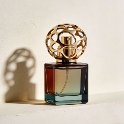 金色鏤空球形蓋漸變色香水瓶