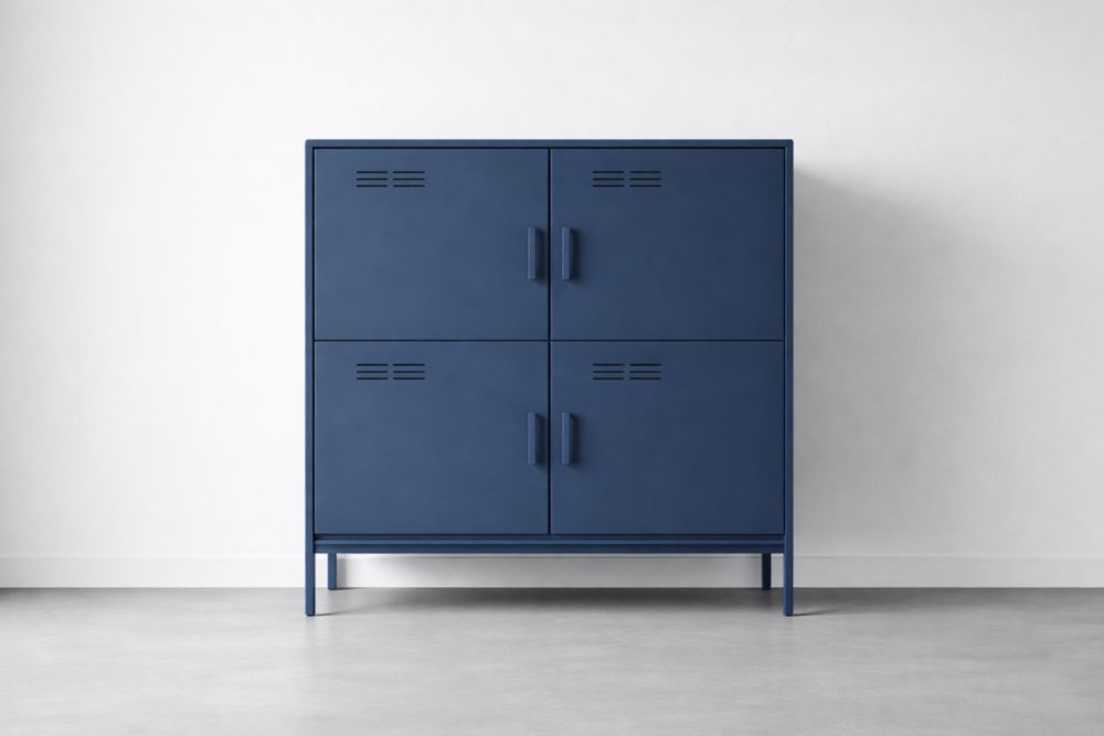 Steel Locker Cabinet Blue Four-Door 120 cm x 100 cm x 40 cm-Domunera