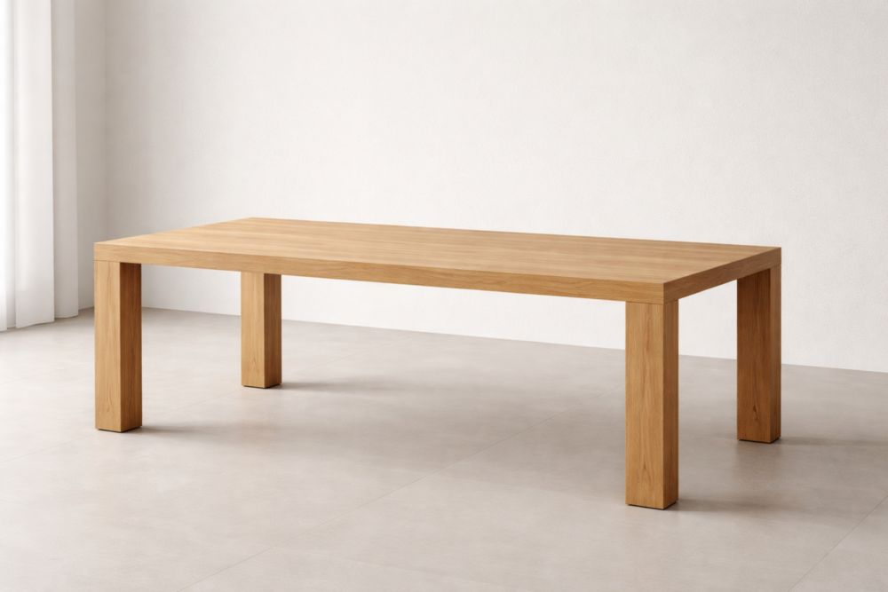 Solid Oak Rectangular Dining Table Natural Finish-Domunera