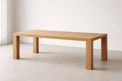 Solid Oak Rectangular Dining Table Natural Finish-Domunera