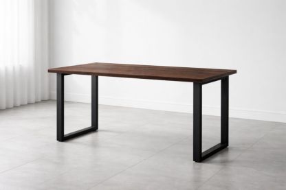 Wood Rectangular Table with Metal Legs Brown-Domunera