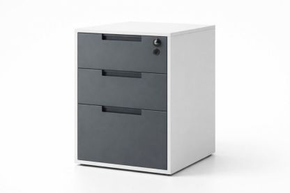 Steel Office Filing Cabinet 3-Drawer with Lock in Gray and White-Domunera