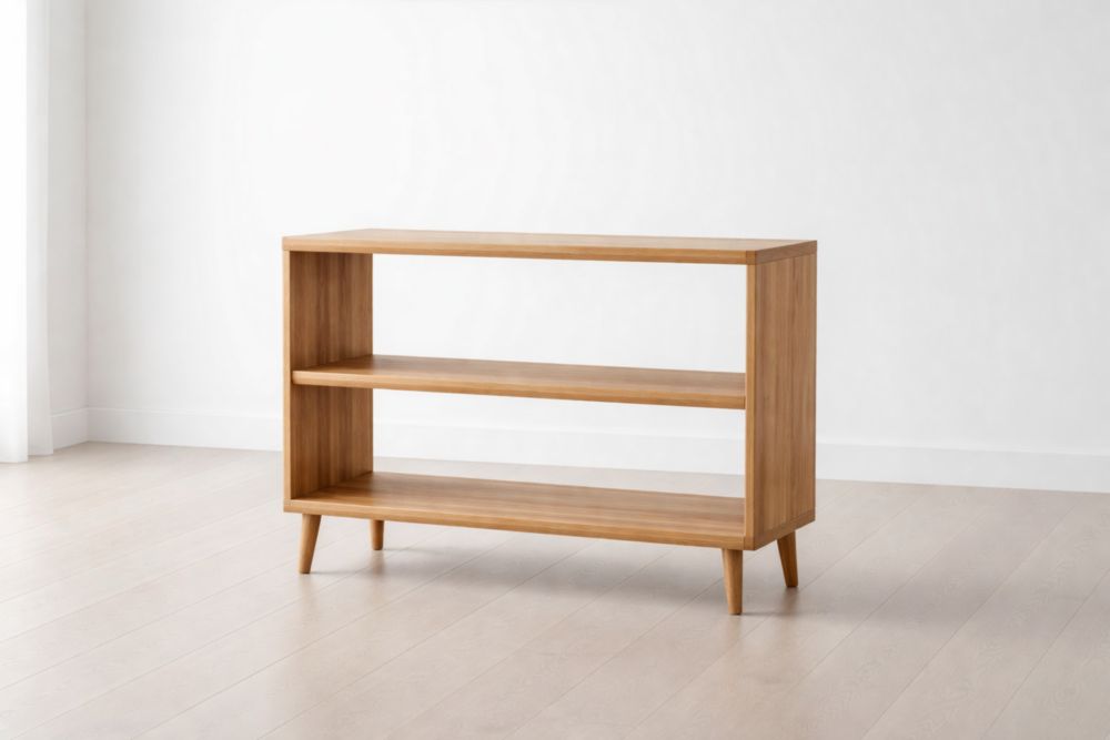 Wooden Open Shelf Bookcase Natural Finish-Domunera