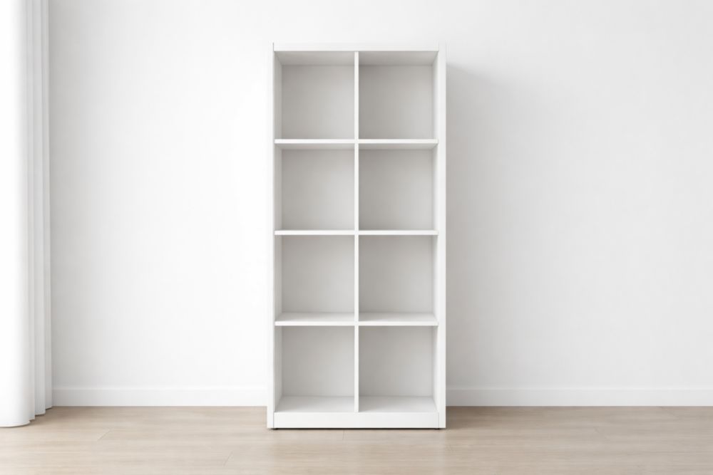 White Wooden 8-Cube Storage Shelf Unit-Havenluzio