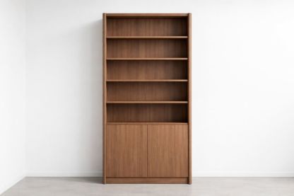 Wooden Bookshelf with Cabinet Storage Brown Laminate-Havenluzio