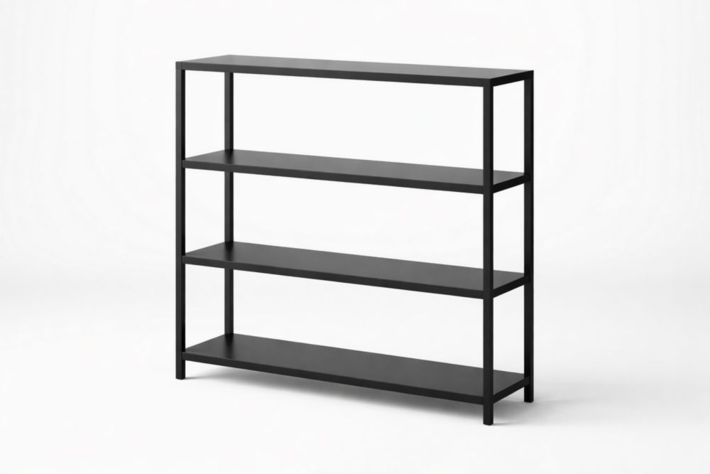 Metal Black 4-Shelf Storage Unit 120cm x 80cm x 30cm-Havenluzio