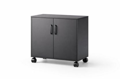 Black Metal Mobile Storage Cabinet with Wheels-Havenluzio