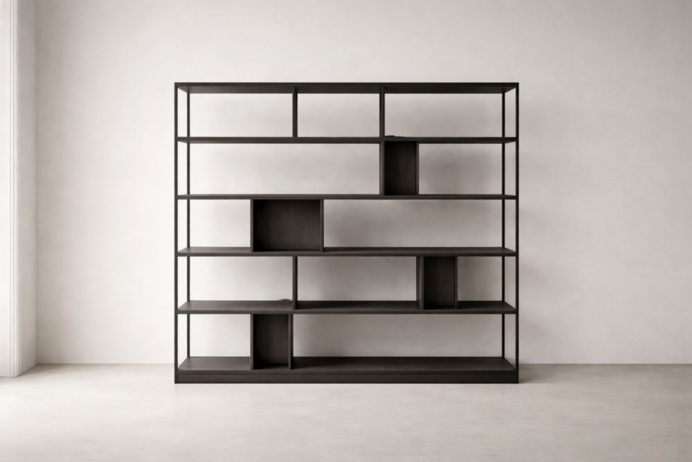 Steel Frame Bookcase with MDF Shelves Dark Brown 180cm x 140cm x 30cm-Havenluzio