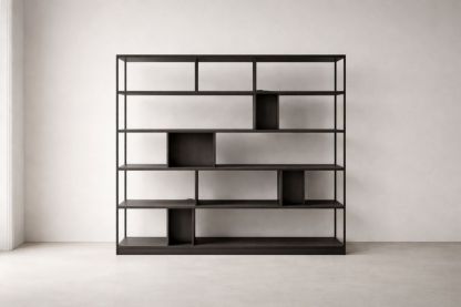 Steel Frame Bookcase with MDF Shelves Dark Brown 180cm x 140cm x 30cm-Havenluzio