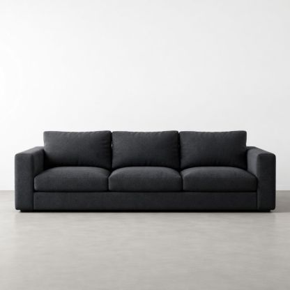 Dark Gray Fabric Sofa Three Seater Upholstered Couch 213cm