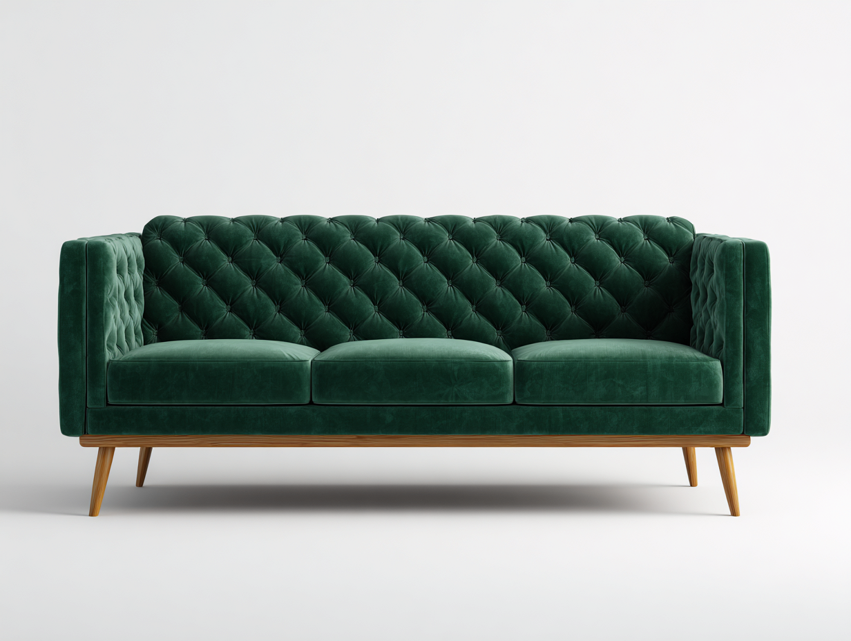 3 Seater Sofas fabric upholstered 3 seater sofa 210x85x80 cm - dark green - classic tufted design-Decorure