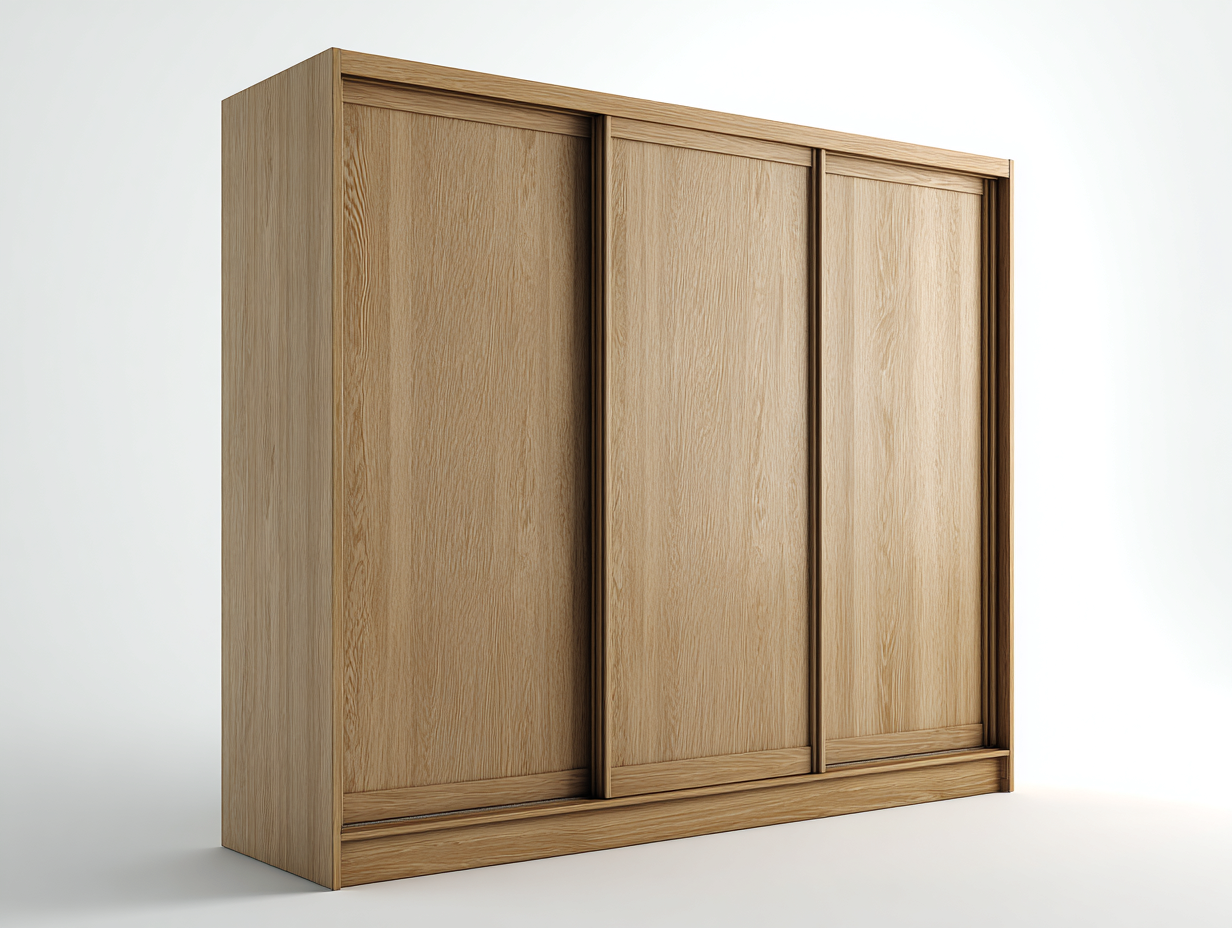 Sliding Door Wardrobes engineered wood sliding door wardrobe 270x60x210 cm - natural wood - modern minimalist storage design-Decorure