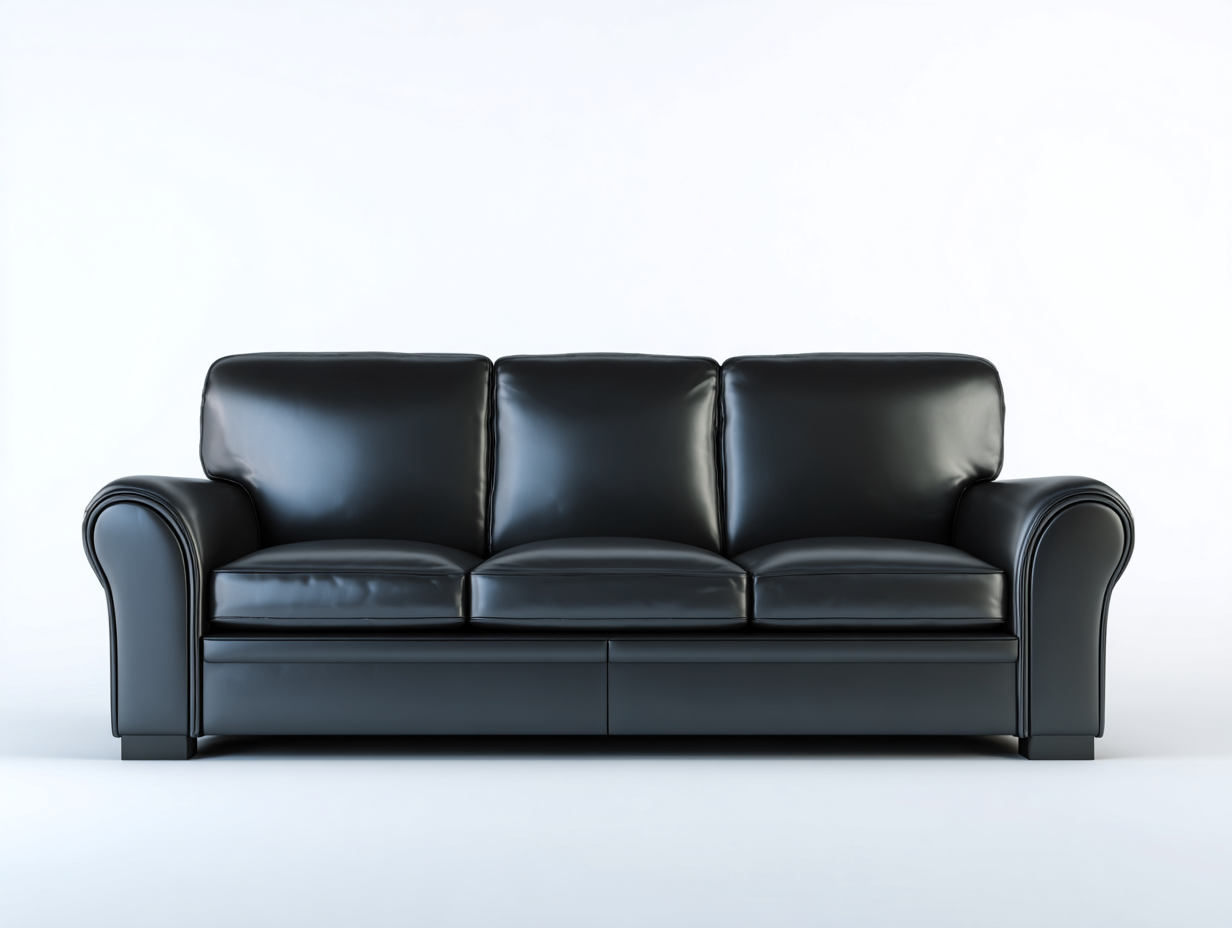 3 Seater Sofa leather upholstered 215x92x86 cm - black - modern comfort design-Decorure