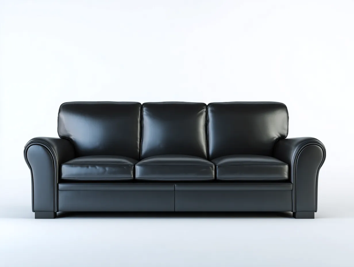 3 Seater Sofa leather upholstered 215x92x86 cm - black - modern comfort design-Decorure