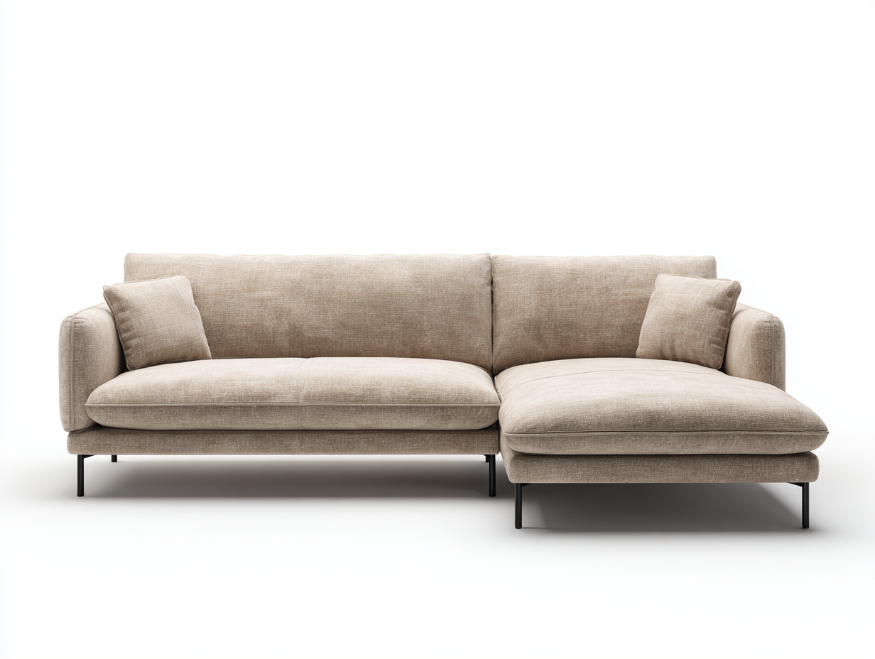 Sectional Sofa fabric upholstered 270x165x85 cm - beige - modern comfort design-Decorure