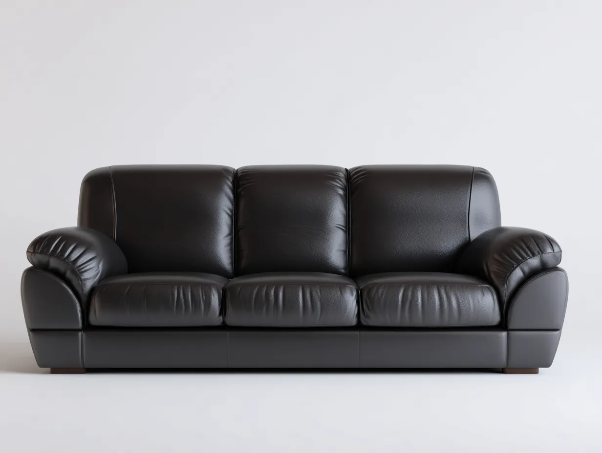 3 Seater Sofa genuine leather upholstery 220x92x88 cm - black - classic comfort design-Decorure