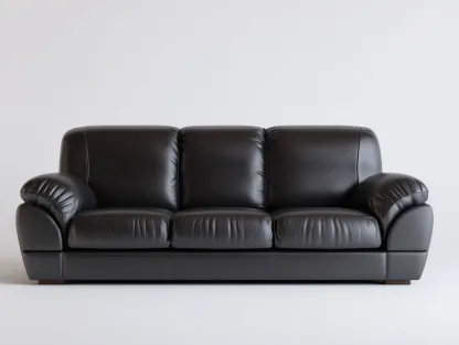 3 Seater Sofa genuine leather upholstery 220x92x88 cm - black - classic comfort design-Decorure