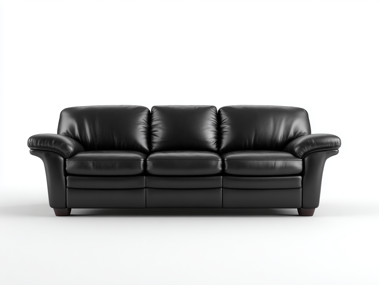3 Seater Sofa genuine leather upholstery 210x90x85 cm - black - classic comfort design-Decorure
