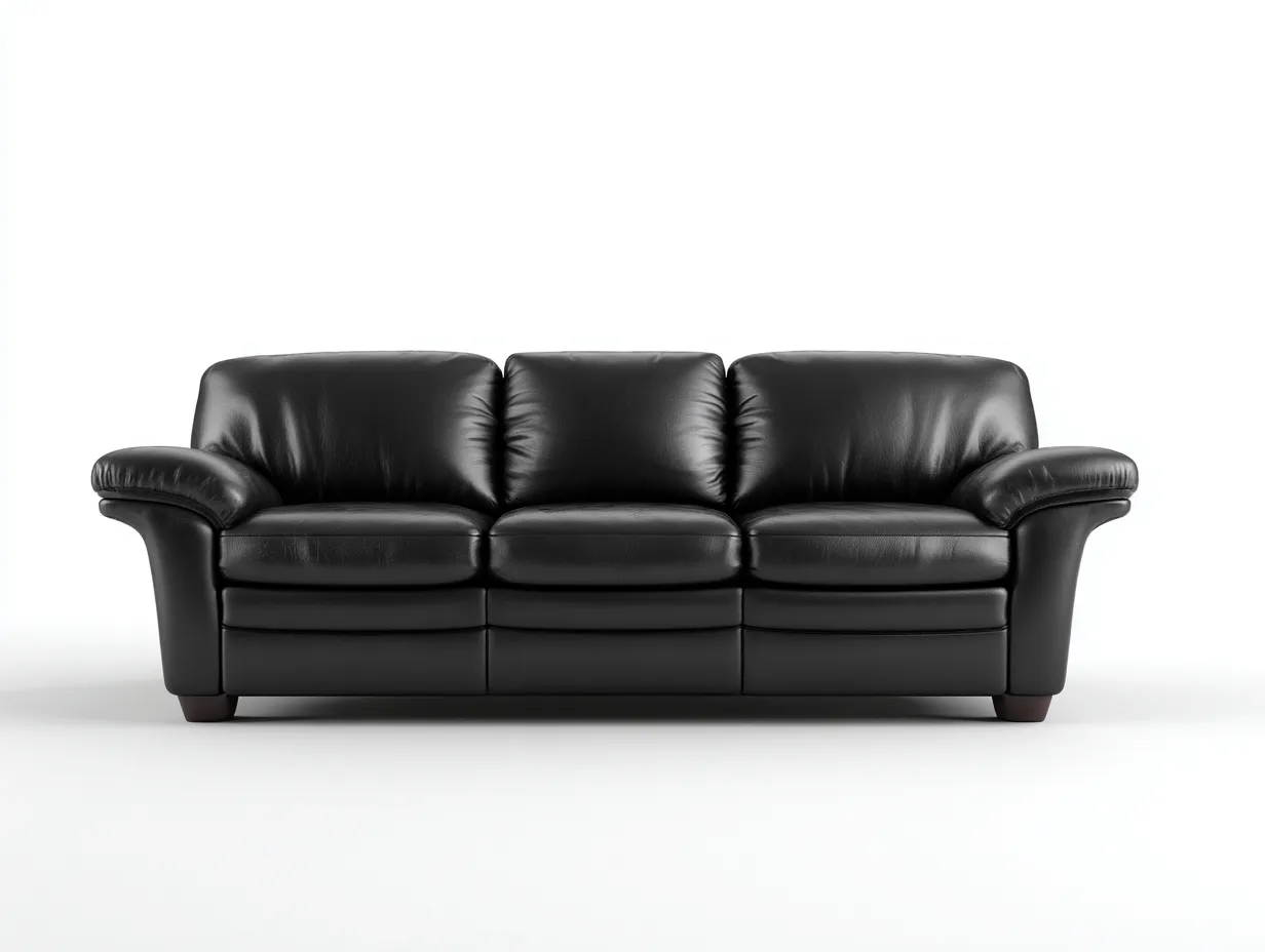 3 Seater Sofa genuine leather upholstery 210x90x85 cm - black - classic comfort design-Decorure