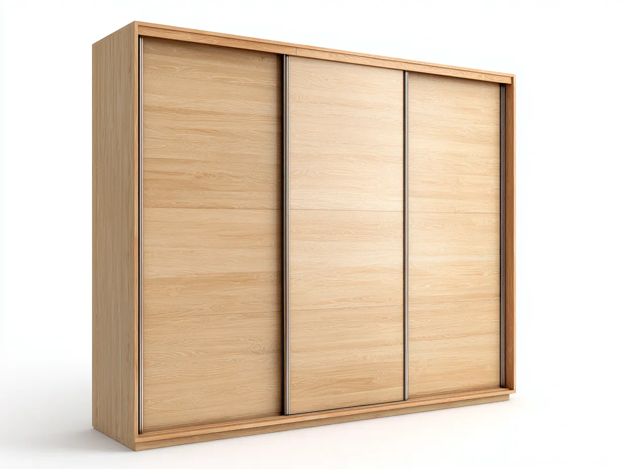 Sliding Door Wardrobe wooden storage 200x60x200 cm - natural wood - modern minimalist design for bedroom-Decorure