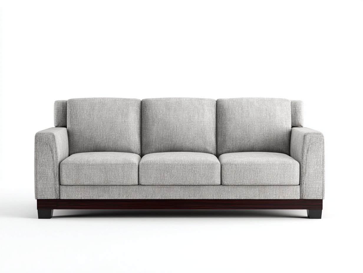 3 Seater Sofa fabric upholstered 205x90x88 cm - light grey - modern minimalist design for living room-Decorure