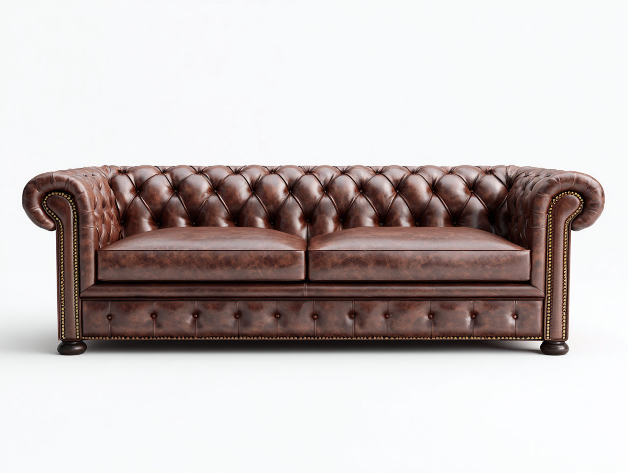 3 Seater Sofas leather upholstered 3 seater sofa 230x95x80 cm - brown - classic chesterfield design-Decorure