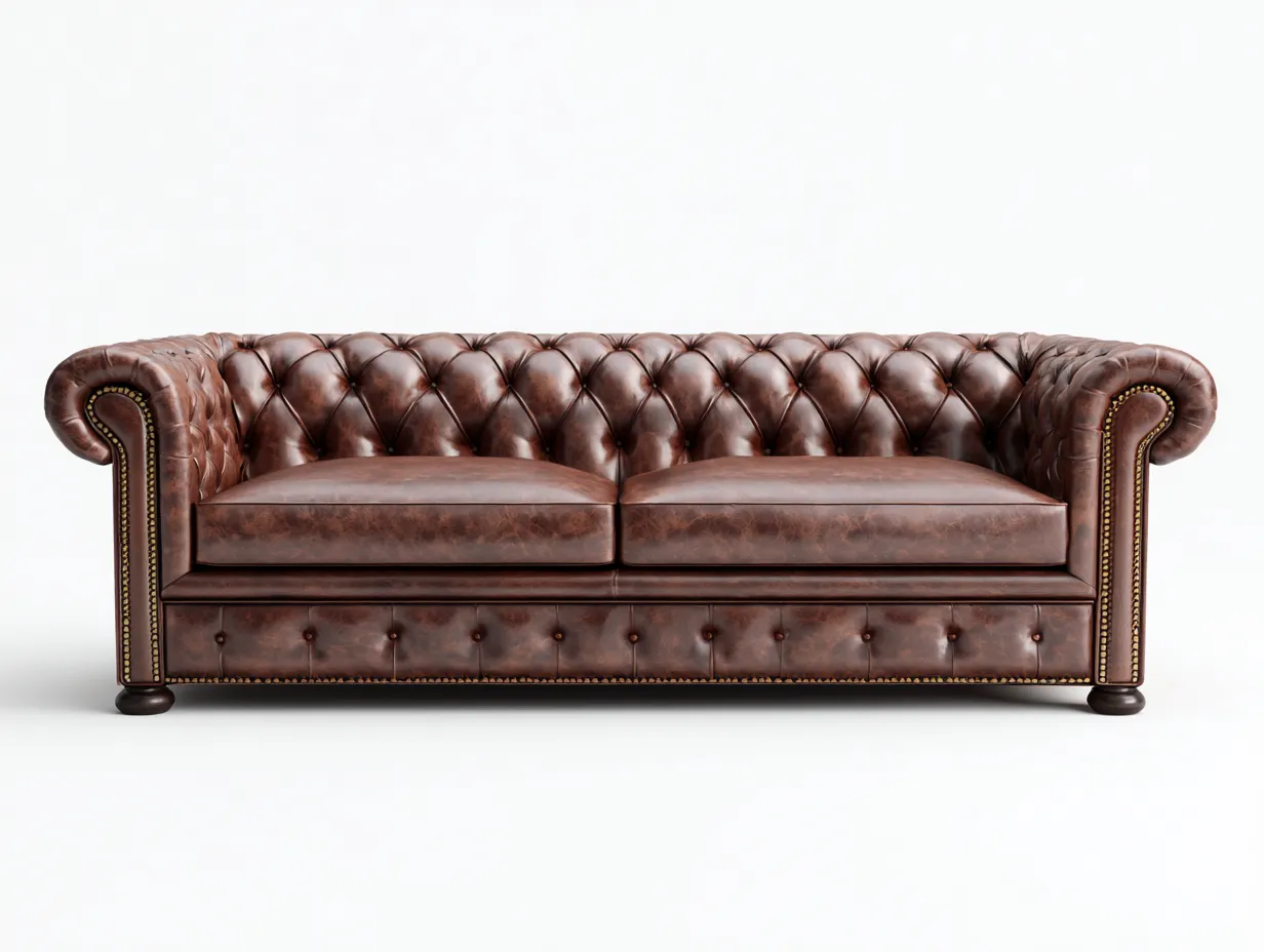 3 Seater Sofas leather upholstered 3 seater sofa 230x95x80 cm - brown - classic chesterfield design-Decorure