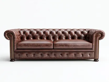 3 Seater Sofas leather upholstered 3 seater sofa 230x95x80 cm - brown - classic chesterfield design-Decorure
