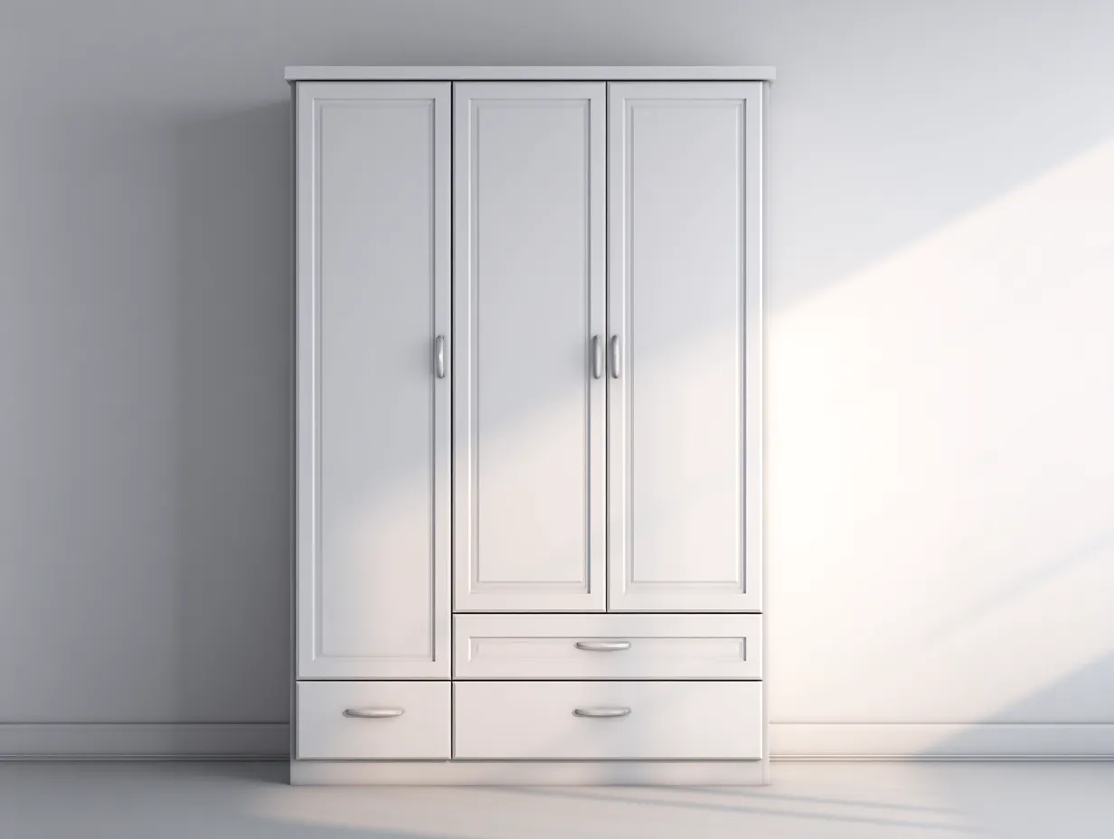 3 Door Wardrobe engineered wood construction 135x55x200 cm - white - classic storage design-Decorure