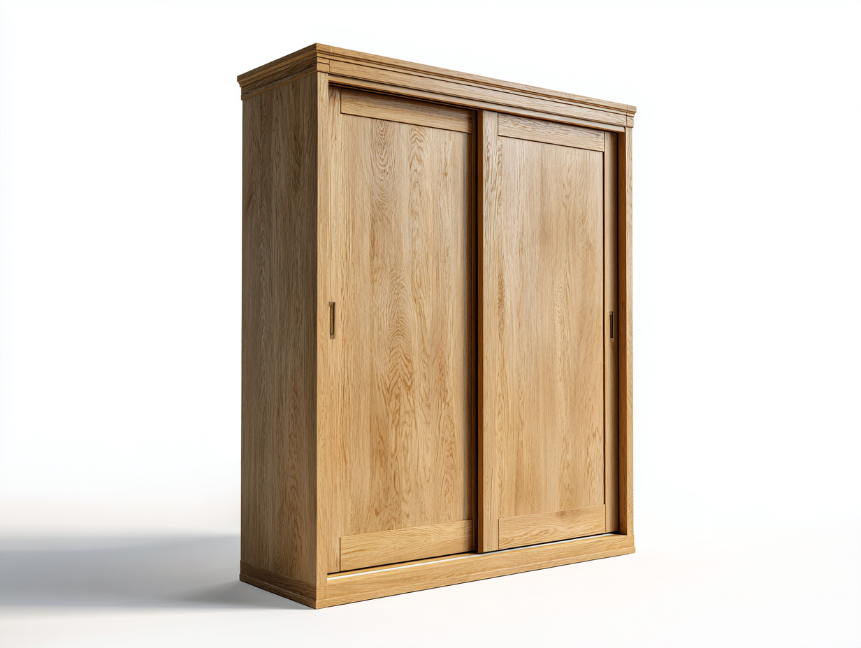 Sliding Door Wardrobe engineered wood construction 160x58x200 cm - natural wood - classic sliding storage design-Decorure