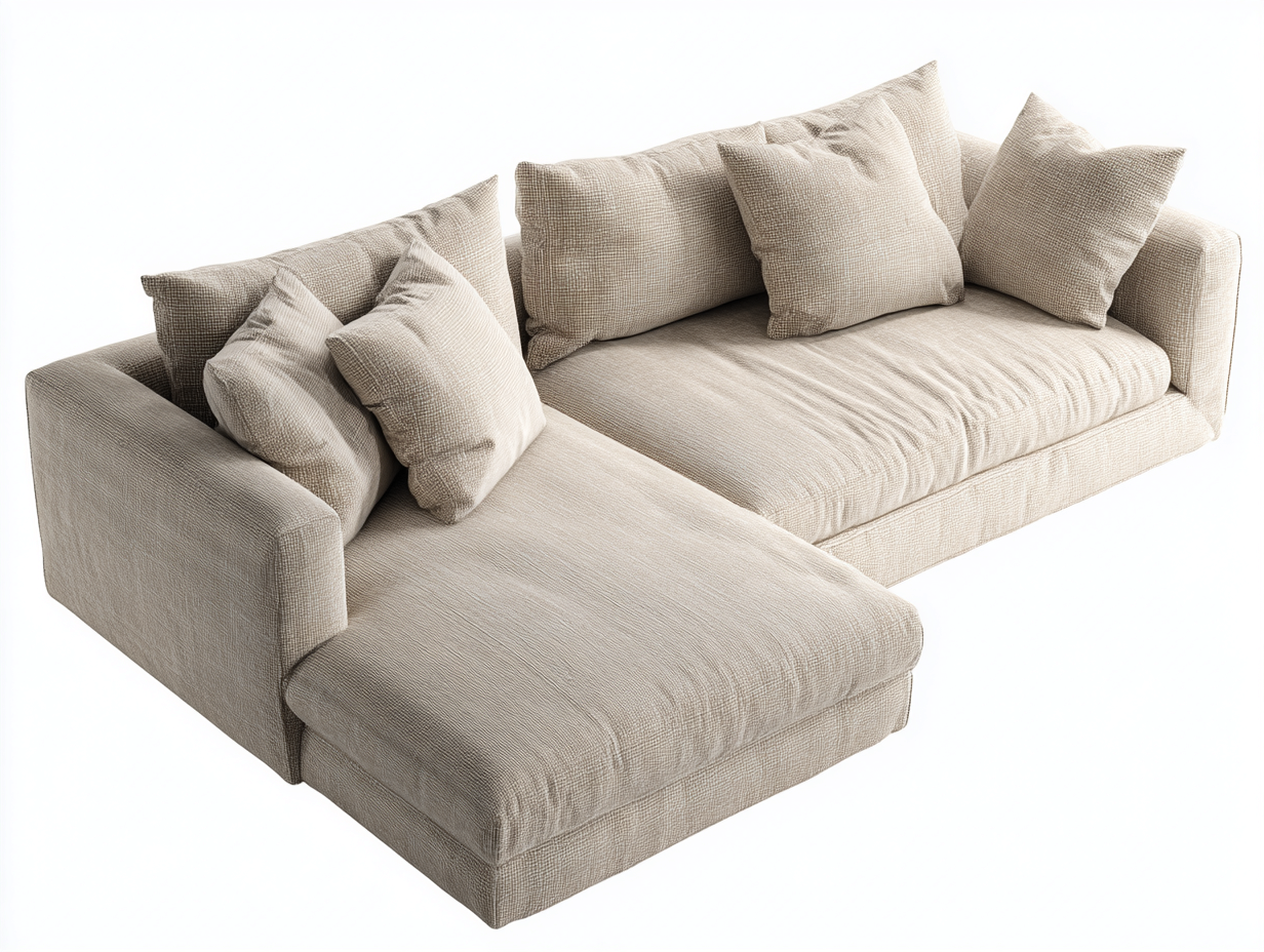 Sectional Sofa fabric upholstered 280x170x85 cm - beige - modern lounge design-Decorure