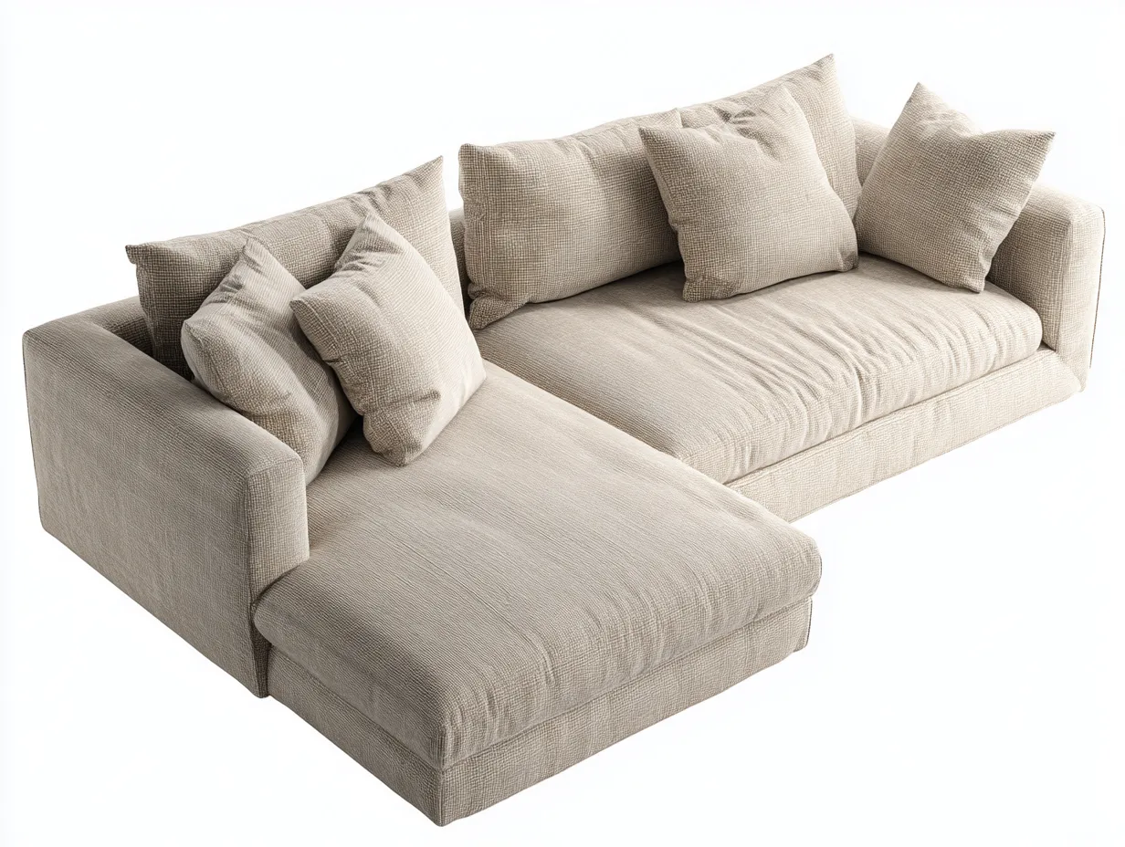 Sectional Sofa fabric upholstered 280x170x85 cm - beige - modern lounge design-Decorure