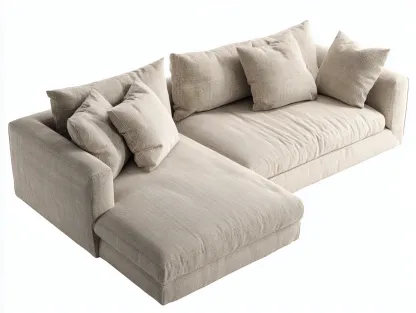 Sectional Sofa fabric upholstered 280x170x85 cm - beige - modern lounge design-Decorure