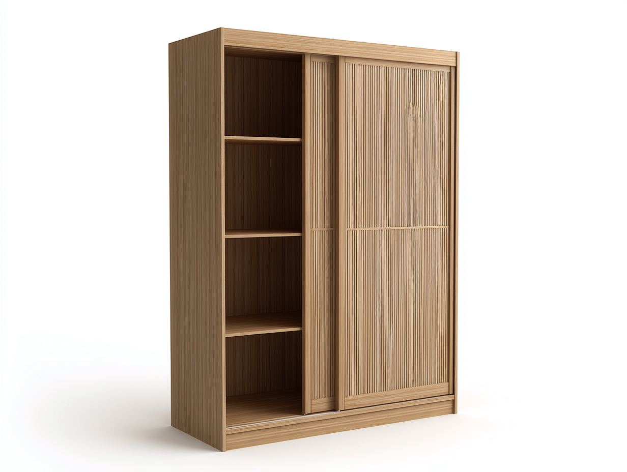 Sliding Door Wardrobe engineered wood 100x55x200 cm - brown - modern natural design-Decorure