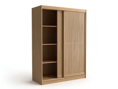 Sliding Door Wardrobe engineered wood 100x55x200 cm - brown - modern natural design-Decorure
