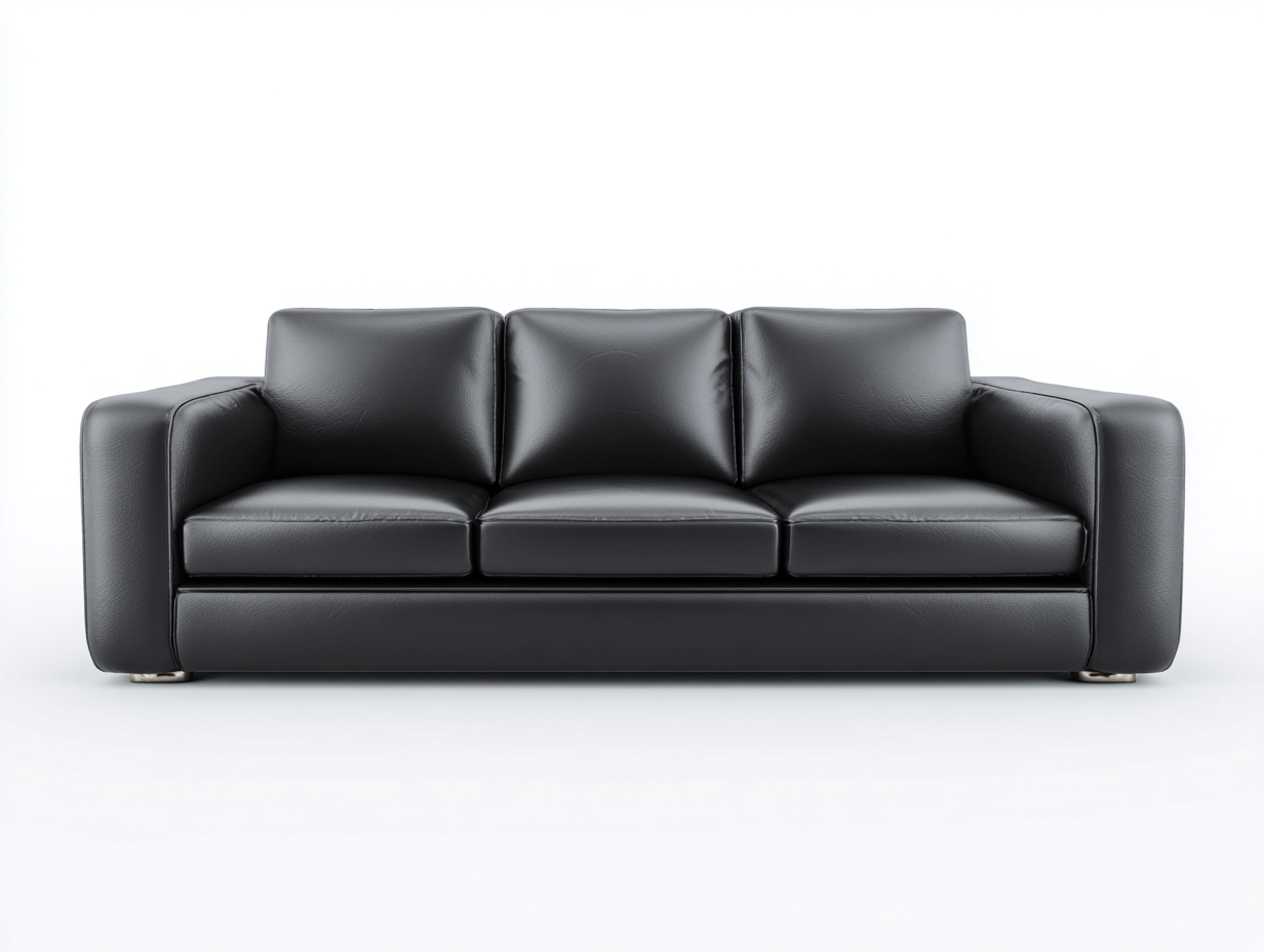 3 Seater Sofas leather upholstered 3 seater sofa 220x90x80 cm - black - modern minimalist design-Decorure