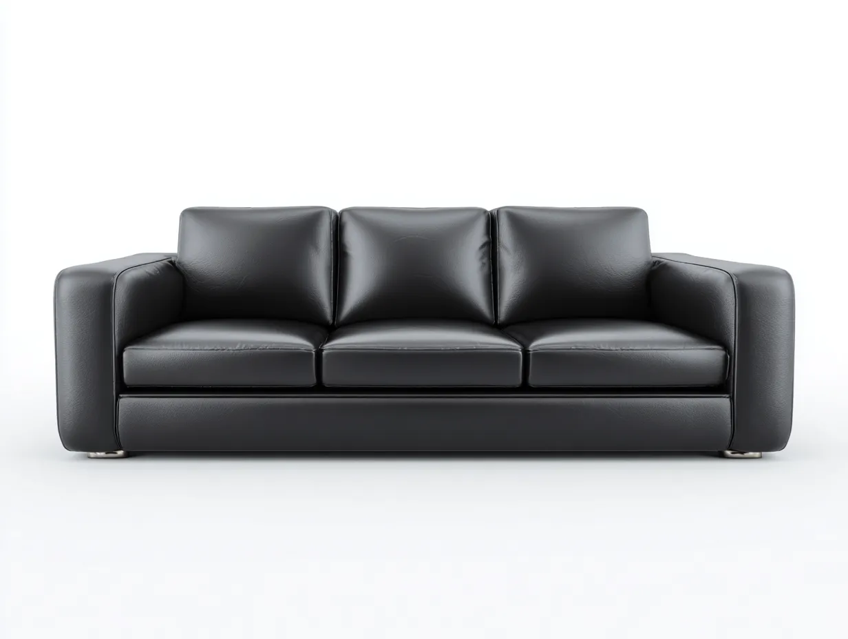 3 Seater Sofas leather upholstered 3 seater sofa 220x90x80 cm - black - modern minimalist design-Decorure