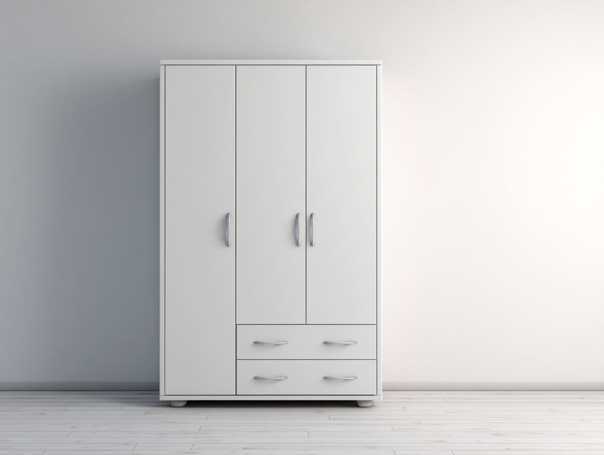 3 Door Wardrobe engineered wood 120x55x195 cm - white - modern storage design-Decorure