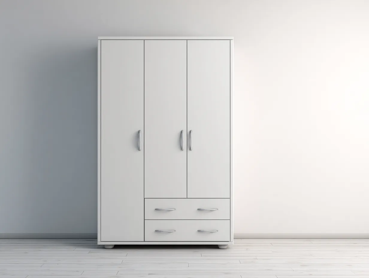 3 Door Wardrobe engineered wood 120x55x195 cm - white - modern storage design-Decorure