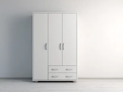 3 Door Wardrobe engineered wood 120x55x195 cm - white - modern storage design-Decorure